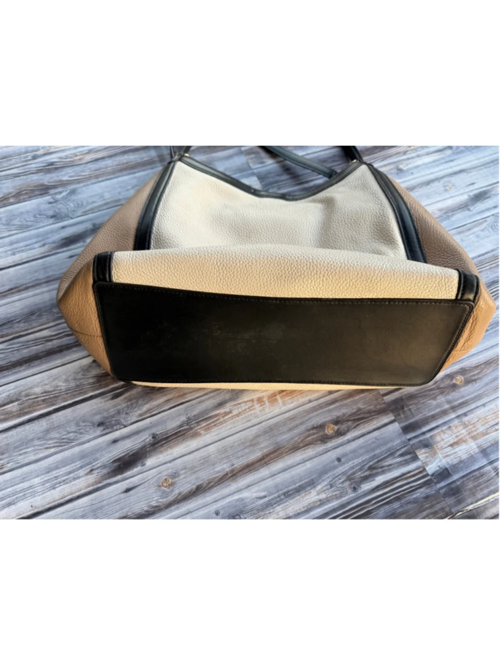 Coach Kristy Shoulder Bag In Colorblock Chalk black tan pebbled leather